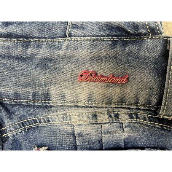 Denimland Paris Collection Jean Shortalls Fray Hem Open Back Med Fun Shorts JR's - Picture 14 of 16